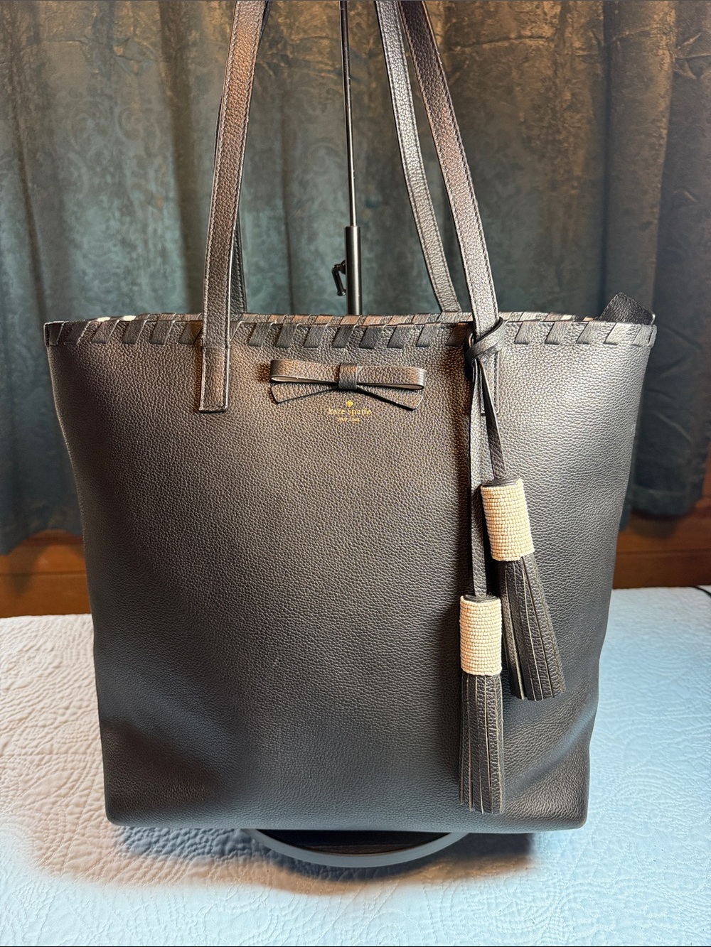 kate spade On Purpose Leather Tote with Bow and Beaded Tassels